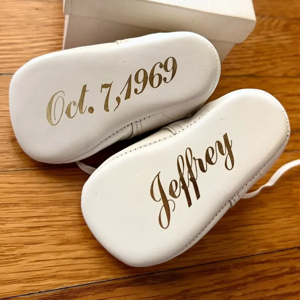 Baby Shoes Vintage White Christening Keepsake Box Personalized Jeffrey 1969 USA